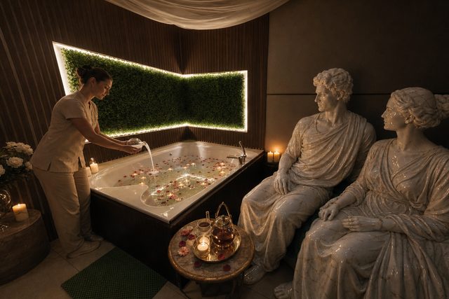 Молочная ванна с розами для парной SPA-программы